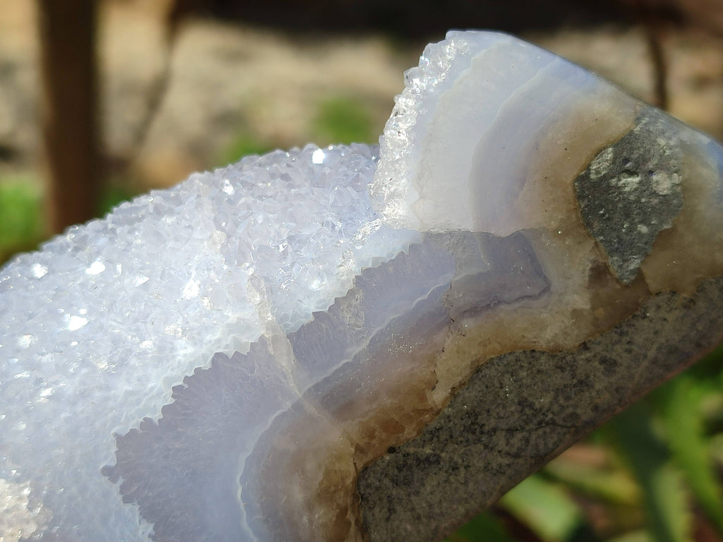 Polished Blue Lace Agate Geodes x 2 From Malawi - Toprock Gemstones and Minerals 