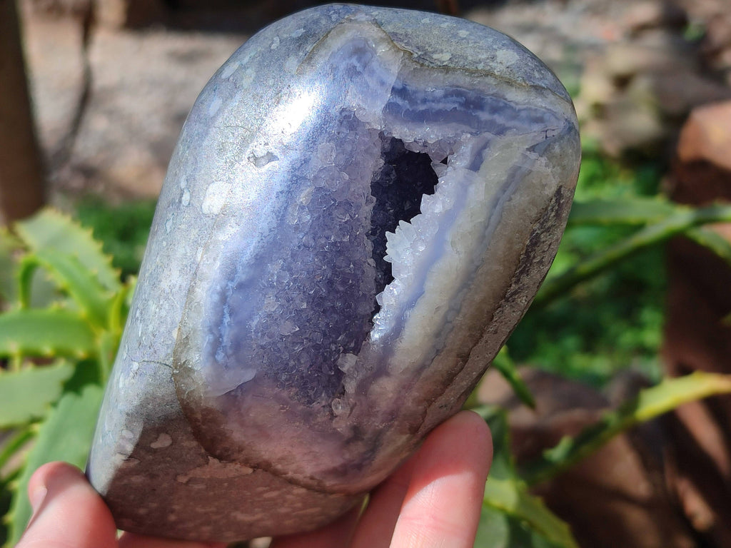 Polished Blue Lace Agate Geodes x 2 From Malawi - Toprock Gemstones and Minerals 