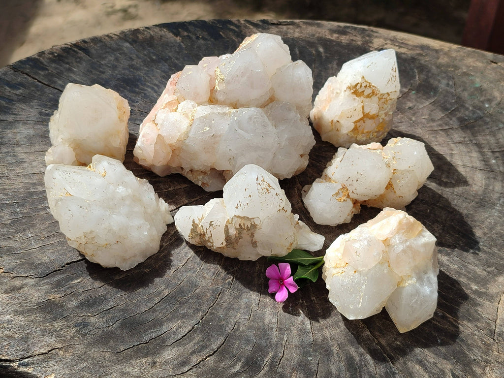 Natural Candle Quartz Clusters x 7 From Madagascar - Toprock Gemstones and Minerals 