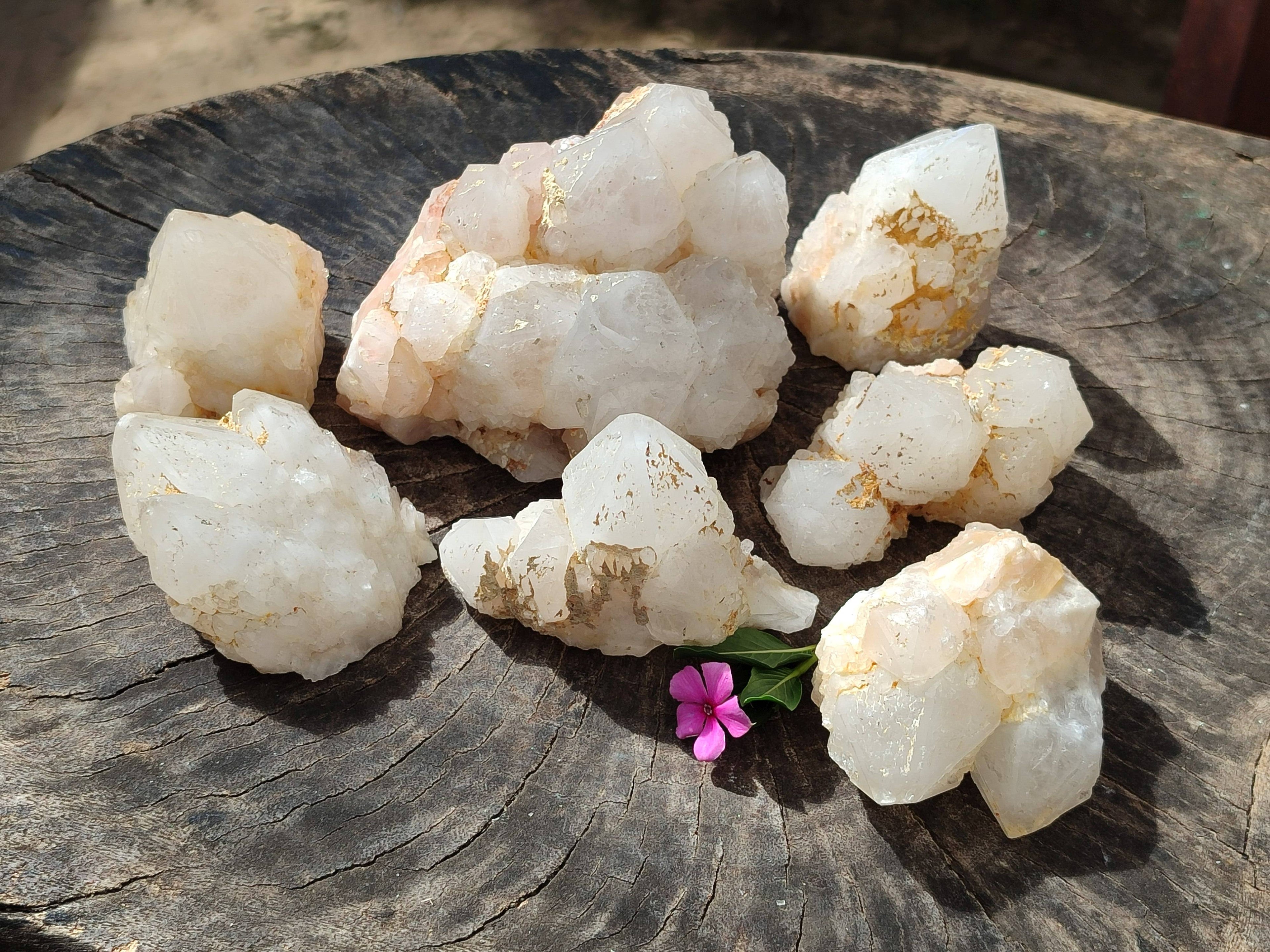 Natural Candle Quartz Clusters x 7 From Madagascar - Toprock Gemstones and Minerals 