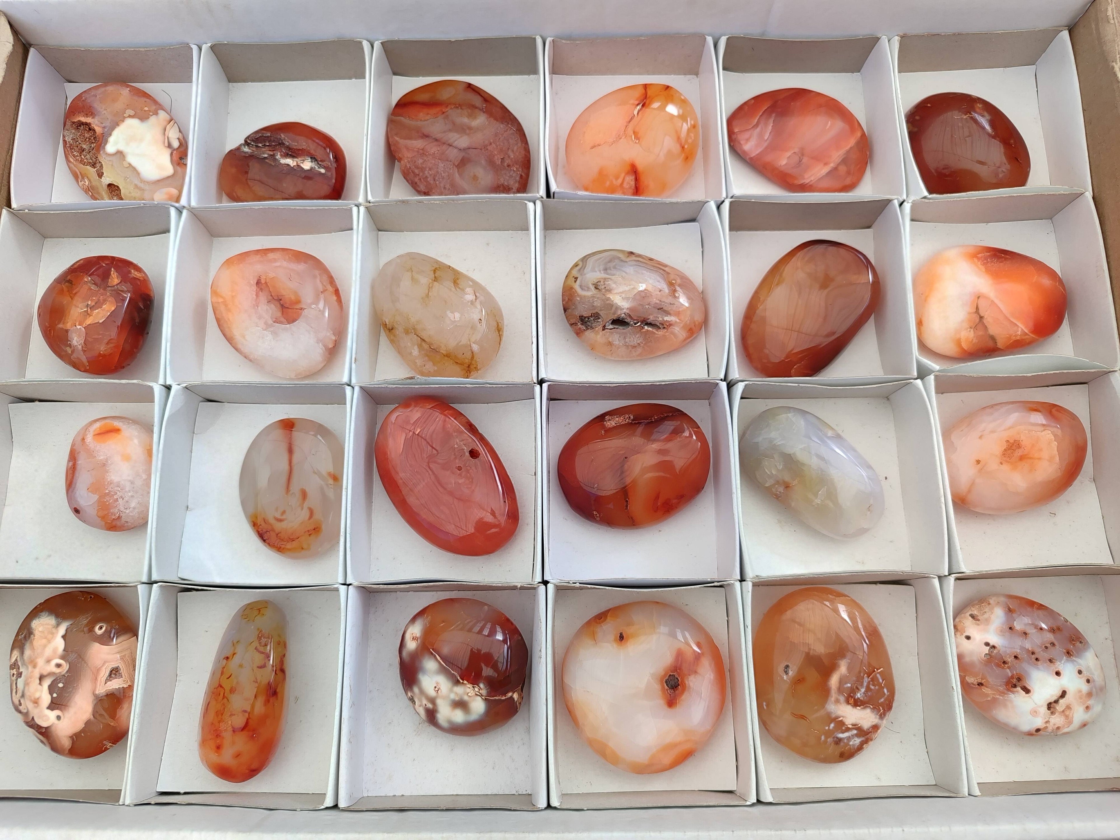 Polished Carnelian Agate Palm Stones x 12 From Madagascar - Toprock Gemstones and Minerals 
