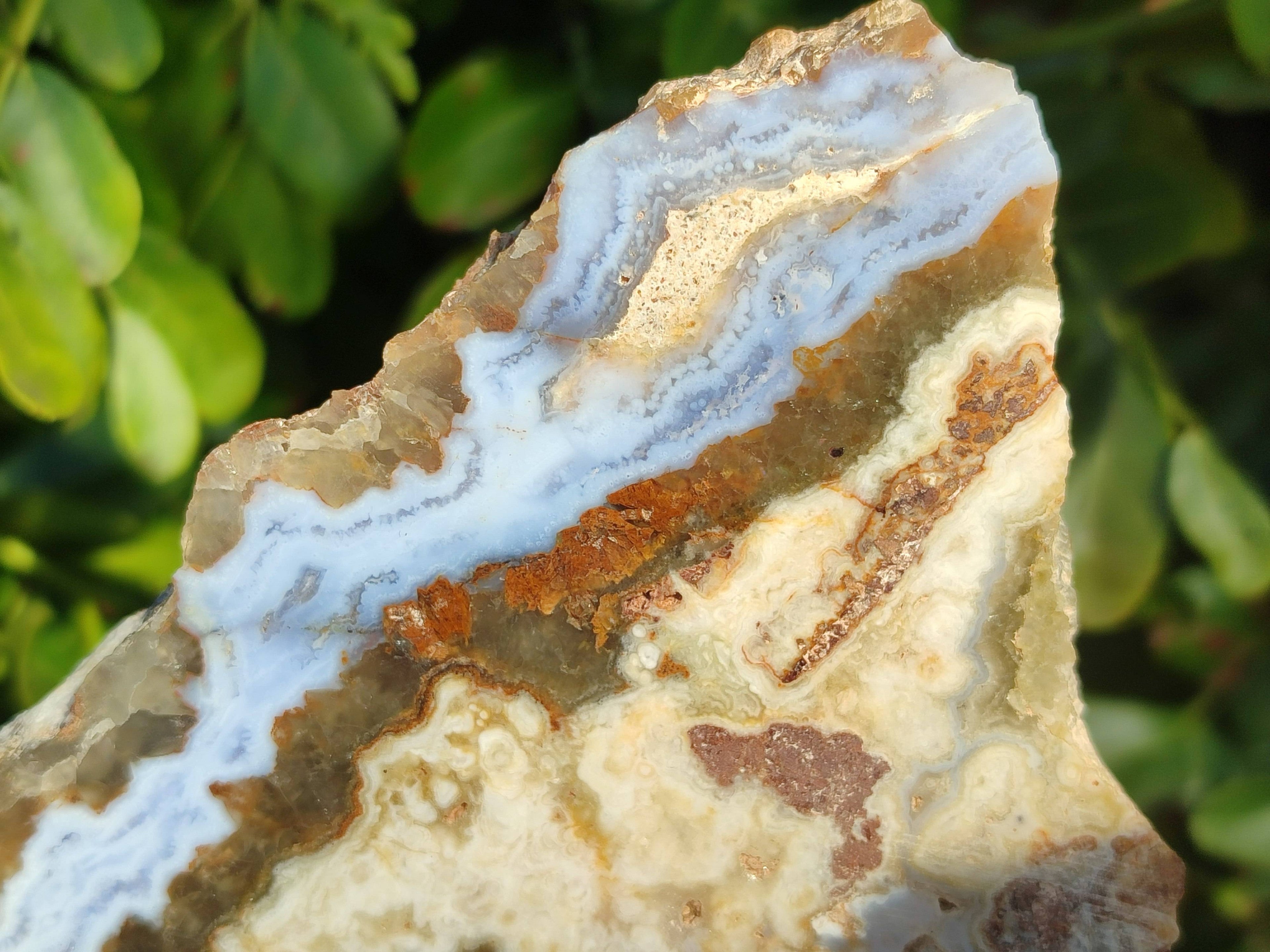 Polished On One Side 'Crazy' Blue Lace Agate x 2 From Namibia - Toprock Gemstones and Minerals 