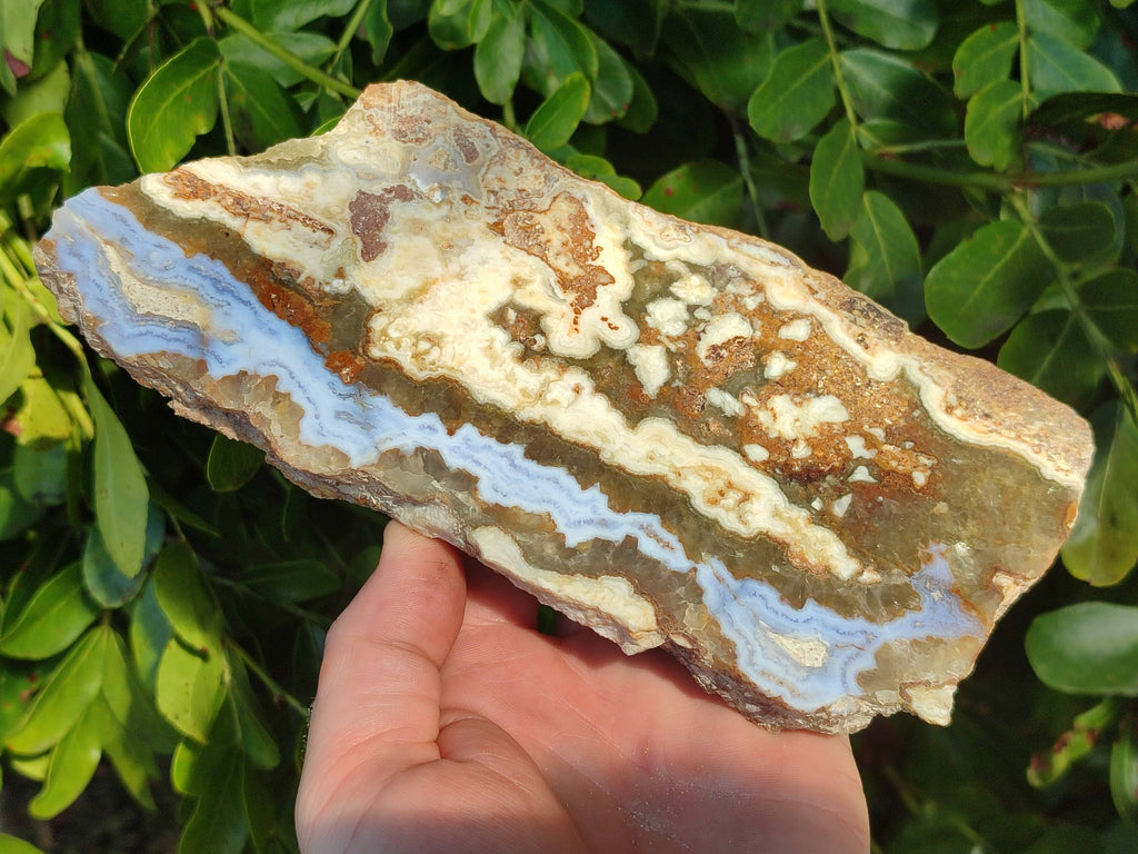 Polished On One Side 'Crazy' Blue Lace Agate x 2 From Namibia - Toprock Gemstones and Minerals 