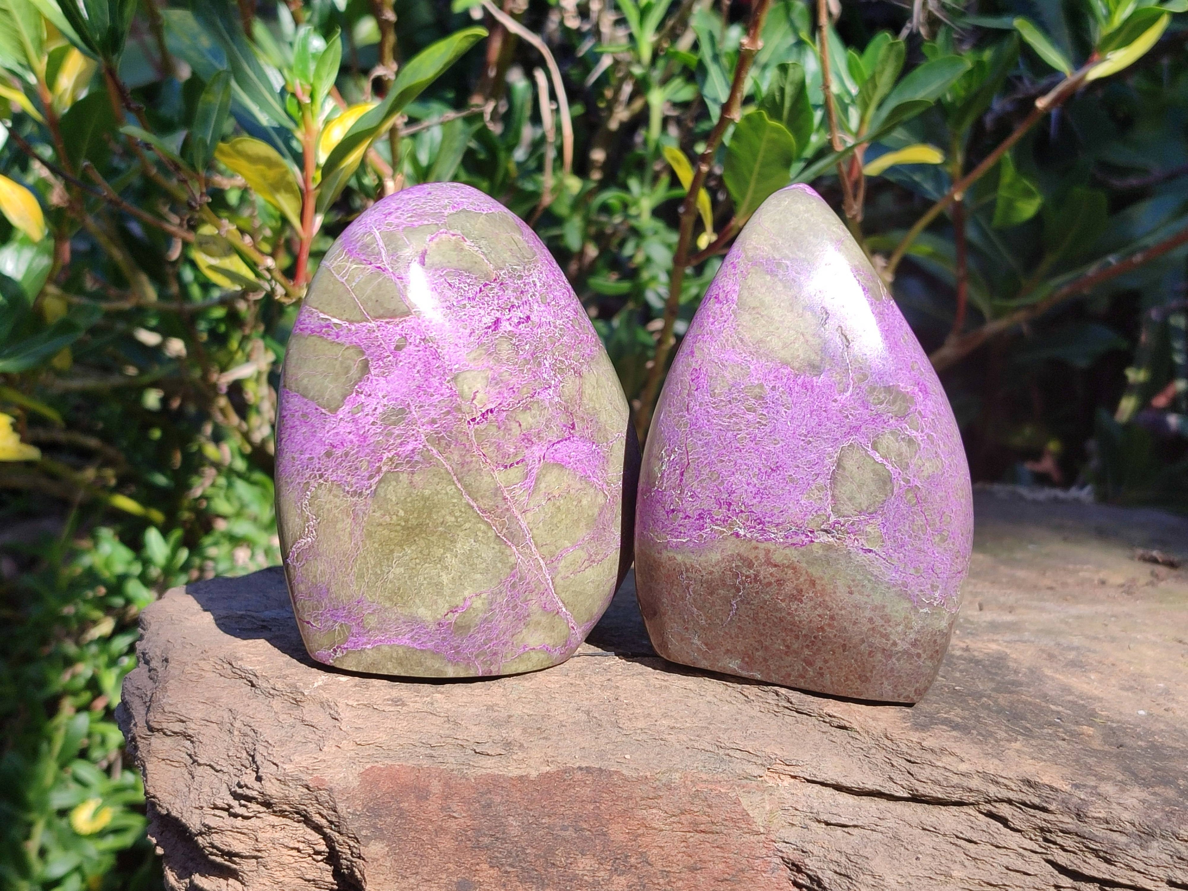 Polished Stichtite Standing Free Forms x 3 From Barberton, South Africa - Toprock Gemstones and Minerals 