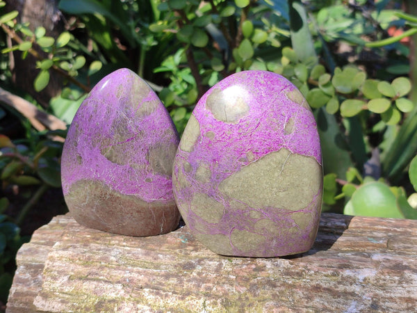 Polished Stichtite Standing Free Forms x 3 From Barberton, South Africa