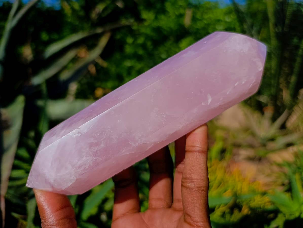 Polished Double Terminated Rose Quartz Points x 2 From Madagascar - Toprock Gemstones and Minerals 