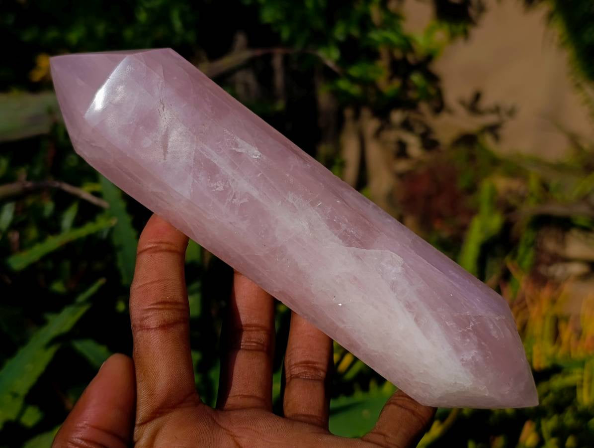 Polished Double Terminated Rose Quartz Points x 2 From Madagascar - Toprock Gemstones and Minerals 