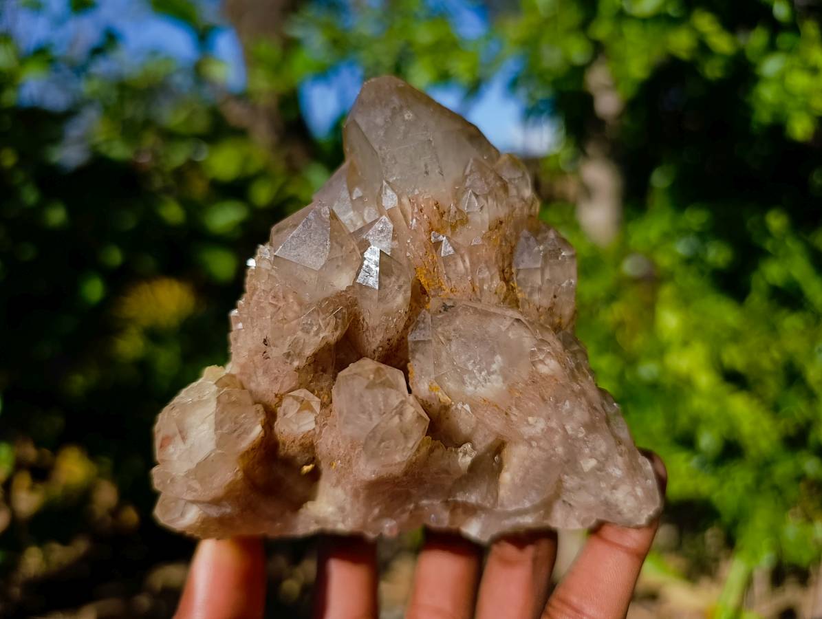 Natural Phantom Smokey Quartz Clusters x 4 From Luena, Congo - Toprock Gemstones and Minerals 