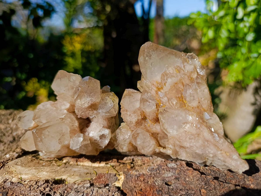 Natural Phantom Smokey Quartz Clusters x 4 From Luena, Congo - Toprock Gemstones and Minerals 