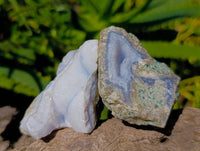 Natural Blue Lace Agate Geode Specimens x 24 From Malawi