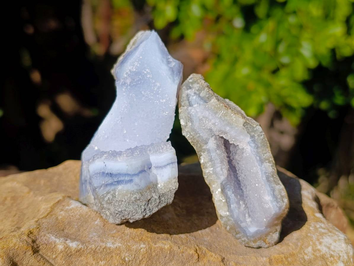 Natural Blue Lace Agate Geode Specimens x 24 From Malawi - Toprock Gemstones and Minerals 