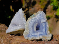 Natural Blue Lace Agate Geode Specimens x 24 From Malawi