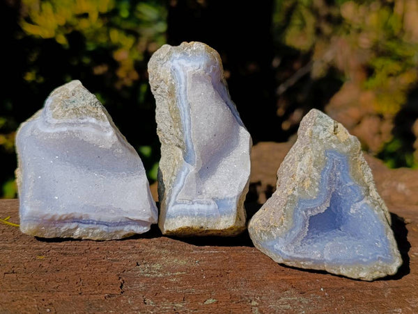 Natural Blue Lace Agate Geode Specimens x 24 From Malawi