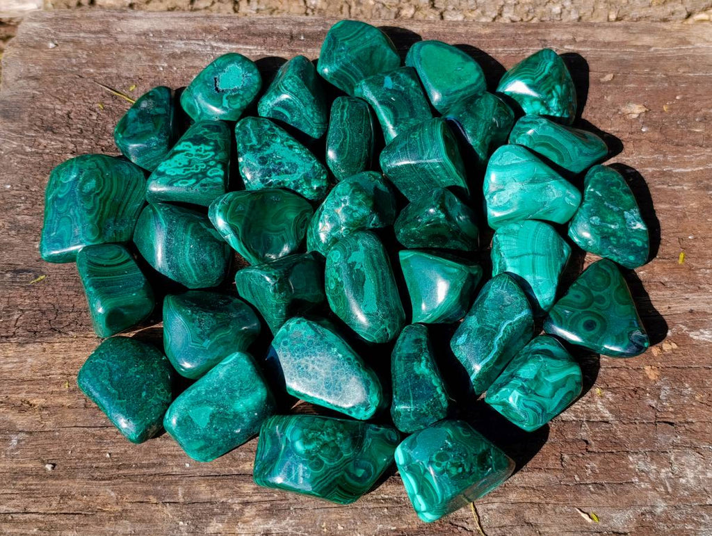 Polished Flower Banded Malachite Free Forms x 35 From Congo - Toprock Gemstones and Minerals 