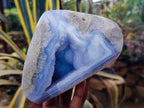 Polished Blue Lace Agate Standing Free Forms x 2 From Malawi - Toprock Gemstones and Minerals 