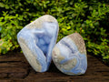 Polished Blue Lace Agate Standing Free Forms x 2 From Malawi - Toprock Gemstones and Minerals 