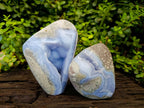 Polished Blue Lace Agate Standing Free Forms x 2 From Malawi - Toprock Gemstones and Minerals 