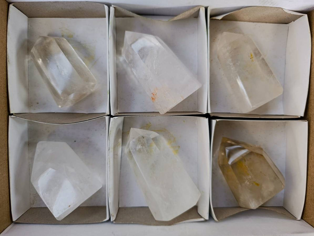 Polished Clear Quartz Crystals x 6 From Madagascar - Toprock Gemstones and Minerals 