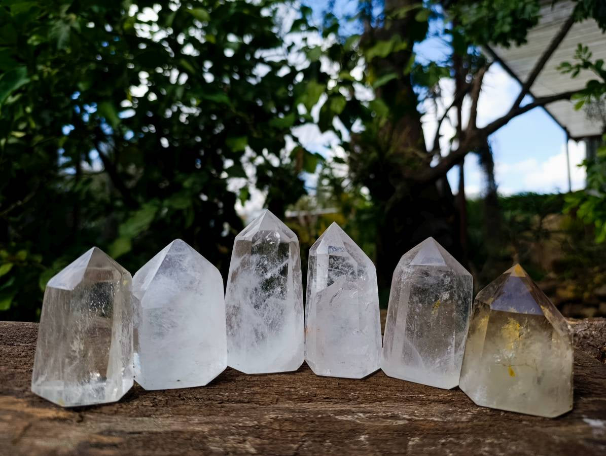 Polished Clear Quartz Crystals x 6 From Madagascar - Toprock Gemstones and Minerals 