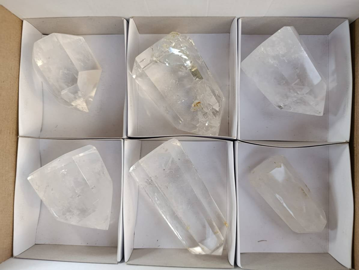 Polished Clear Quartz Crystals x 6 From Madagascar - Toprock Gemstones and Minerals 