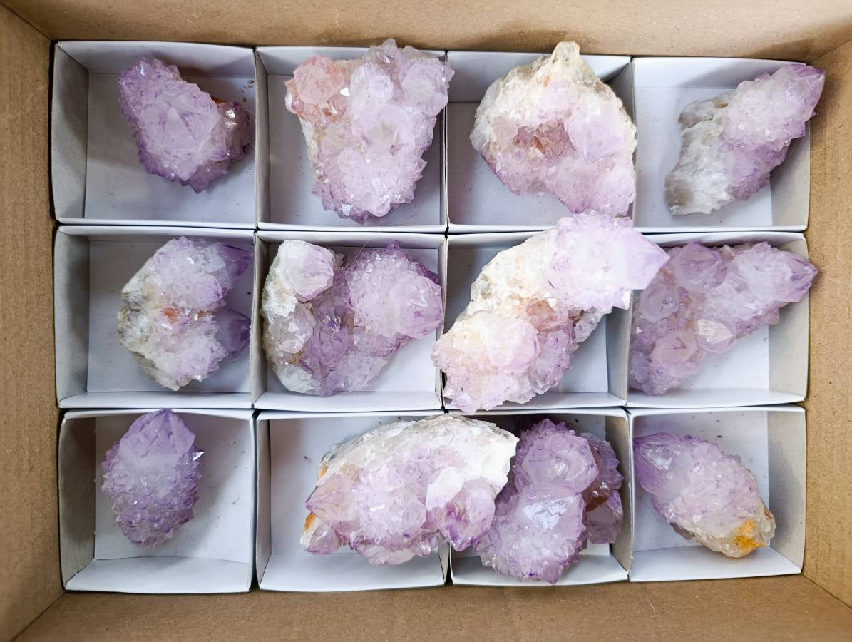 Natural Amethyst Spirit Quartz Clusters x 12 From South Africa - Toprock Gemstones and Minerals 