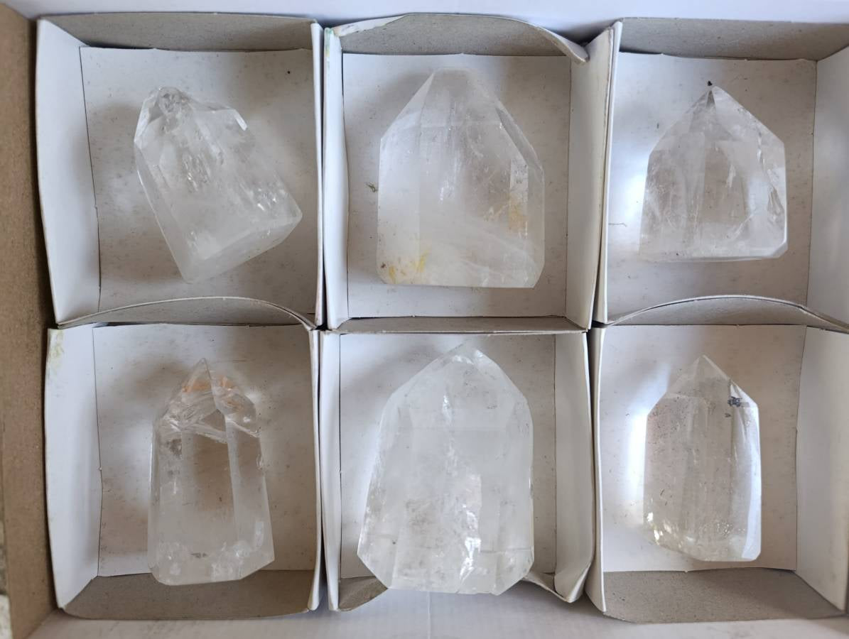 Polished Clear Quartz Crystals x 6 From Madagascar - Toprock Gemstones and Minerals 