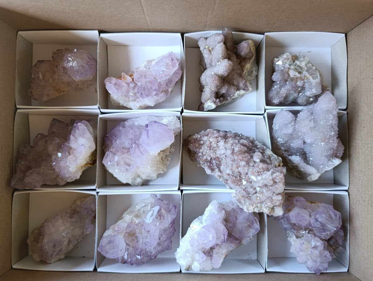 Natural Amethyst Spirit Quartz Clusters x 12 From South Africa - Toprock Gemstones and Minerals 