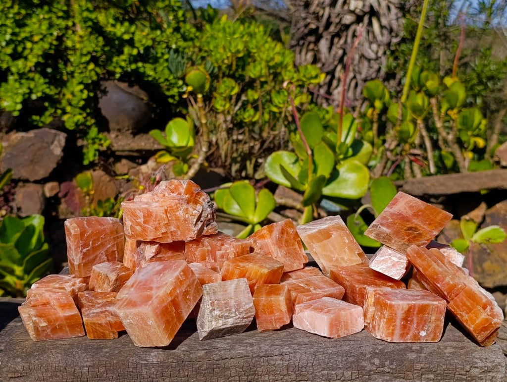 Natural Sunset Orange Calcite Specimens x 24 From Spitzkop, Namibia - Toprock Gemstones and Minerals 