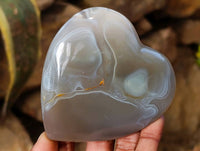 Polished Banded Agate Hearts x 6 From Madagascar