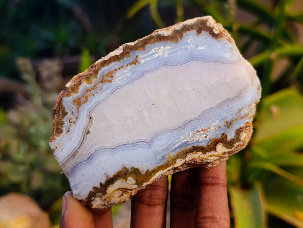 Polished On One Side 'Crazy' Blue Lace Agate x 3 From Namibia - Toprock Gemstones and Minerals 