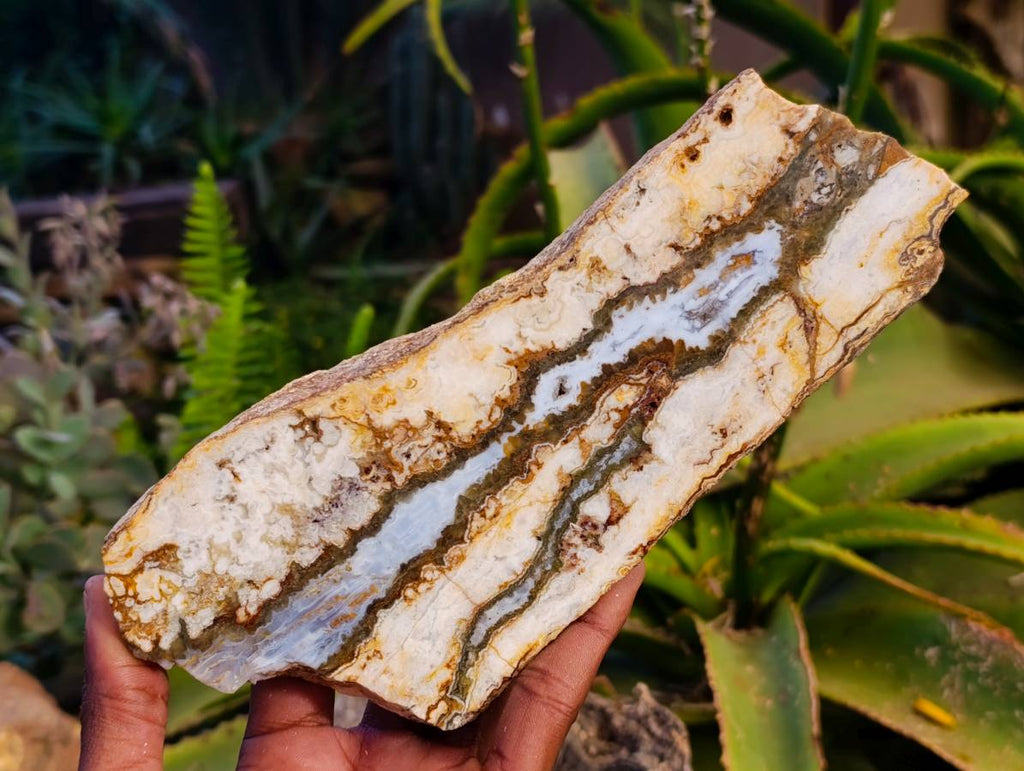 Polished On One Side 'Crazy' Blue Lace Agate x 3 From Namibia - Toprock Gemstones and Minerals 