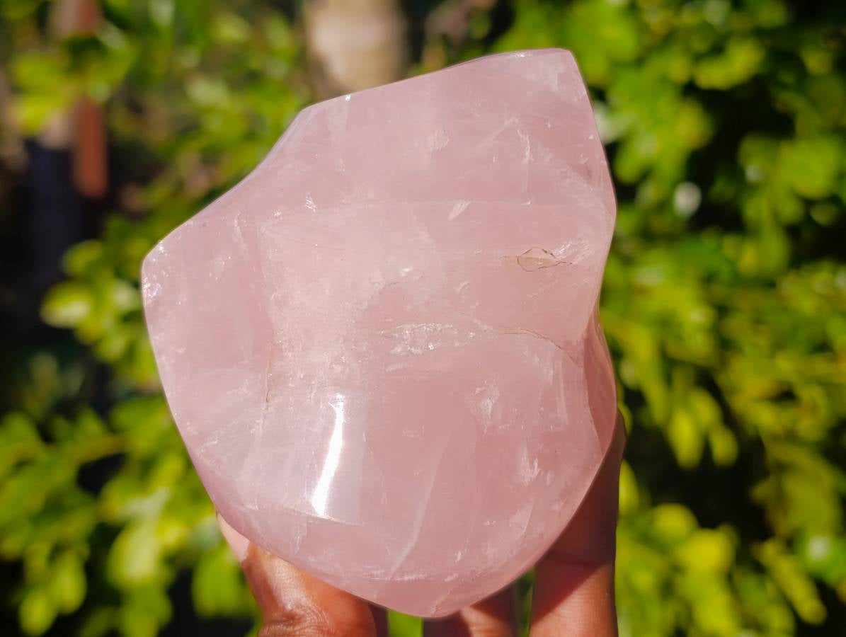 Polished Rose Quartz Flames x 2 From Madagascar - Toprock Gemstones and Minerals 