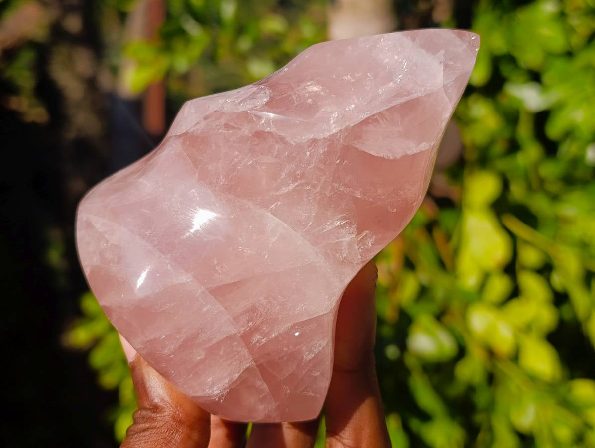 Polished Rose Quartz Flames x 2 From Madagascar - Toprock Gemstones and Minerals 