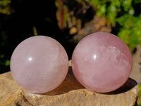 Polished Rose Quartz Spheres x 4 From Madagascar