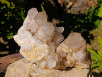 Natural Phantom Smokey Quartz Clusters x 2 From Luena, Congo