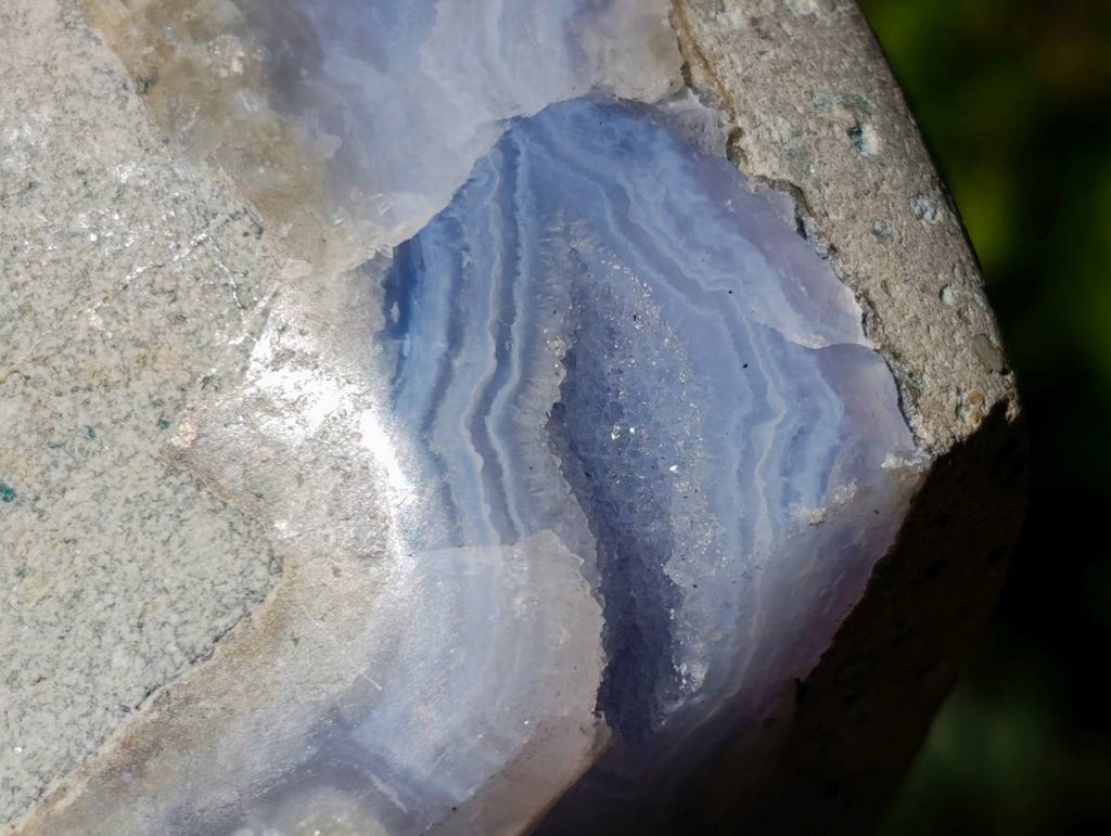Polished Blue Lace Agate Standing Free Form x 1 From Malawi - Toprock Gemstones and Minerals 