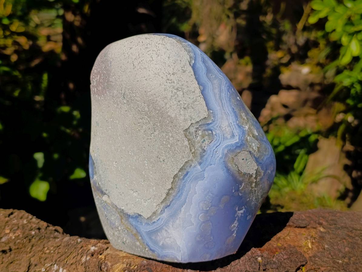 Polished Blue Lace Agate Standing Free Form x 1 From Malawi - Toprock Gemstones and Minerals 
