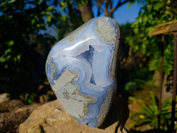 Polished Blue Lace Agate Standing Free Form x 1 From Malawi