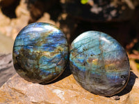 Polished Labradorite Palm Stones x 9 From Tulear, Madagascar - Toprock Gemstones and Minerals 