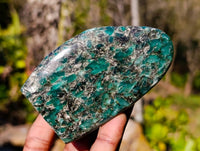 Polished Emerald Mica 'Mutokolite' Standing Free Forms x 3 From Mutoko, Zimbabwe - Toprock Gemstones and Minerals 