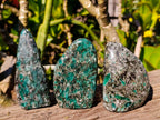 Polished Emerald Mica 'Mutokolite' Standing Free Forms x 3 From Mutoko, Zimbabwe - Toprock Gemstones and Minerals 