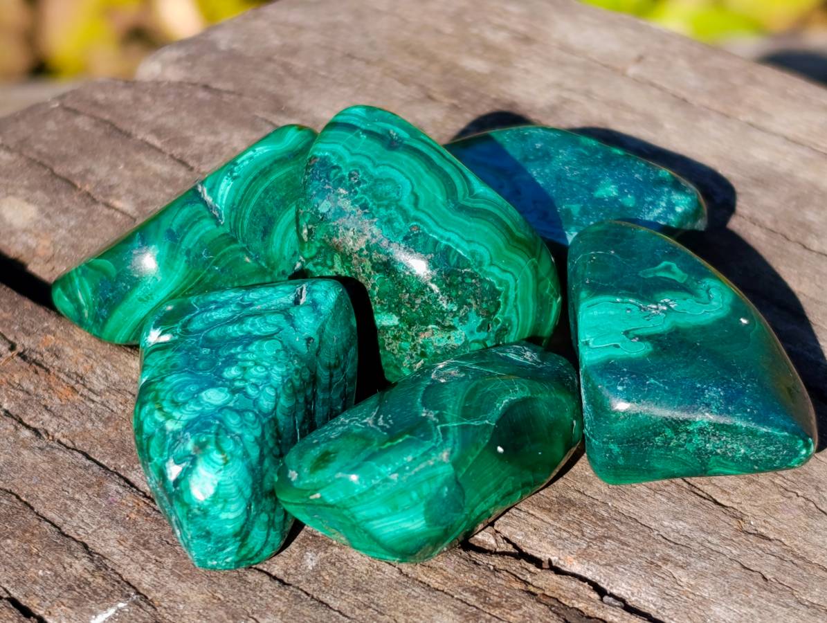Polished Flower Banded Malachite Free Forms x 70 From Congo - Toprock Gemstones and Minerals 