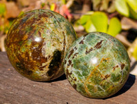 Polished Green Chrysoprase Spheres x 4 From Madagascar