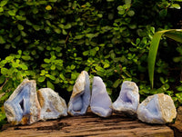 Natural Blue Lace Agate Geode Specimens x 6 From Malawi