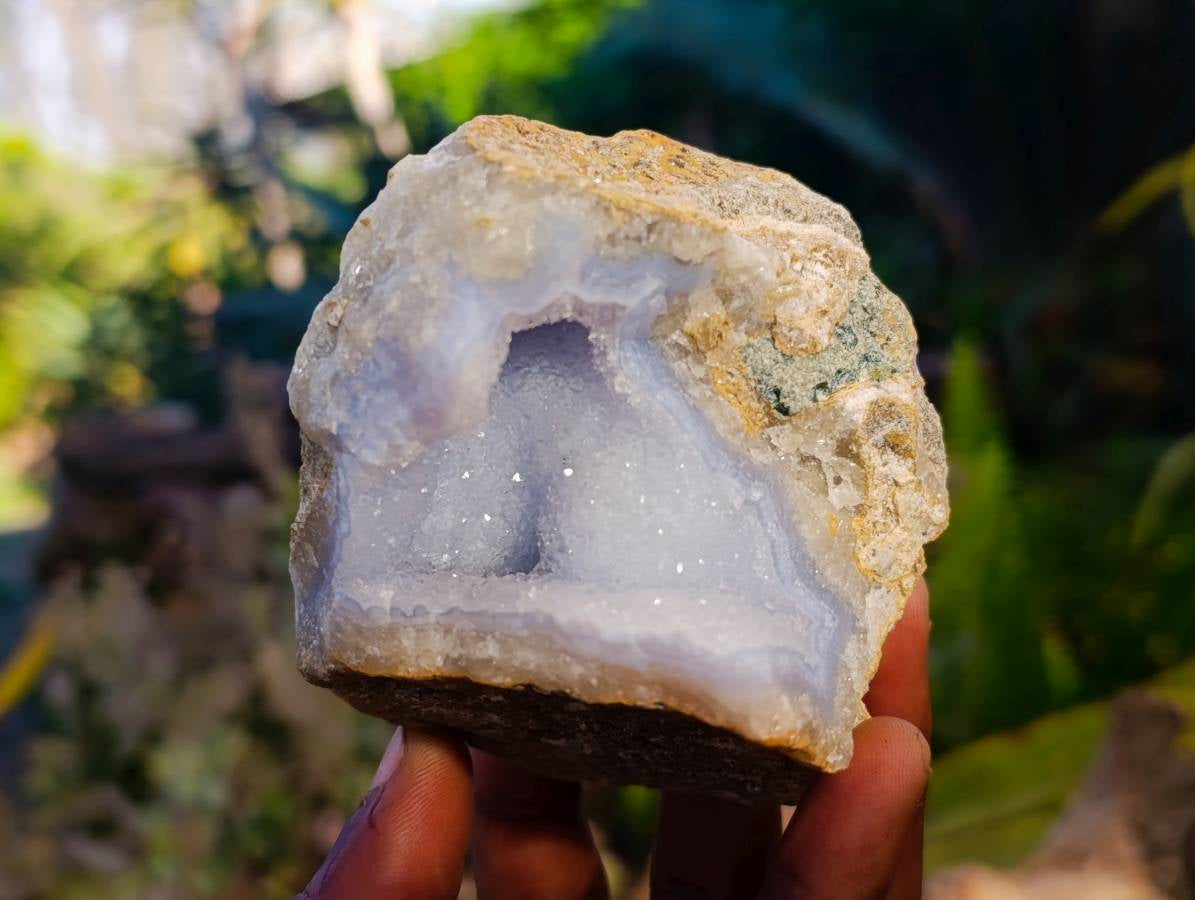 Natural Blue Lace Agate Geode Specimens x 6 From Malawi - Toprock Gemstones and Minerals 