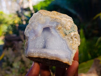 Natural Blue Lace Agate Geode Specimens x 6 From Malawi