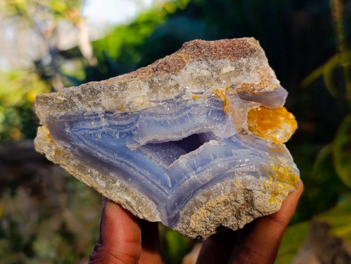 Natural Blue Lace Agate Geode Specimens x 6 From Malawi - Toprock Gemstones and Minerals 
