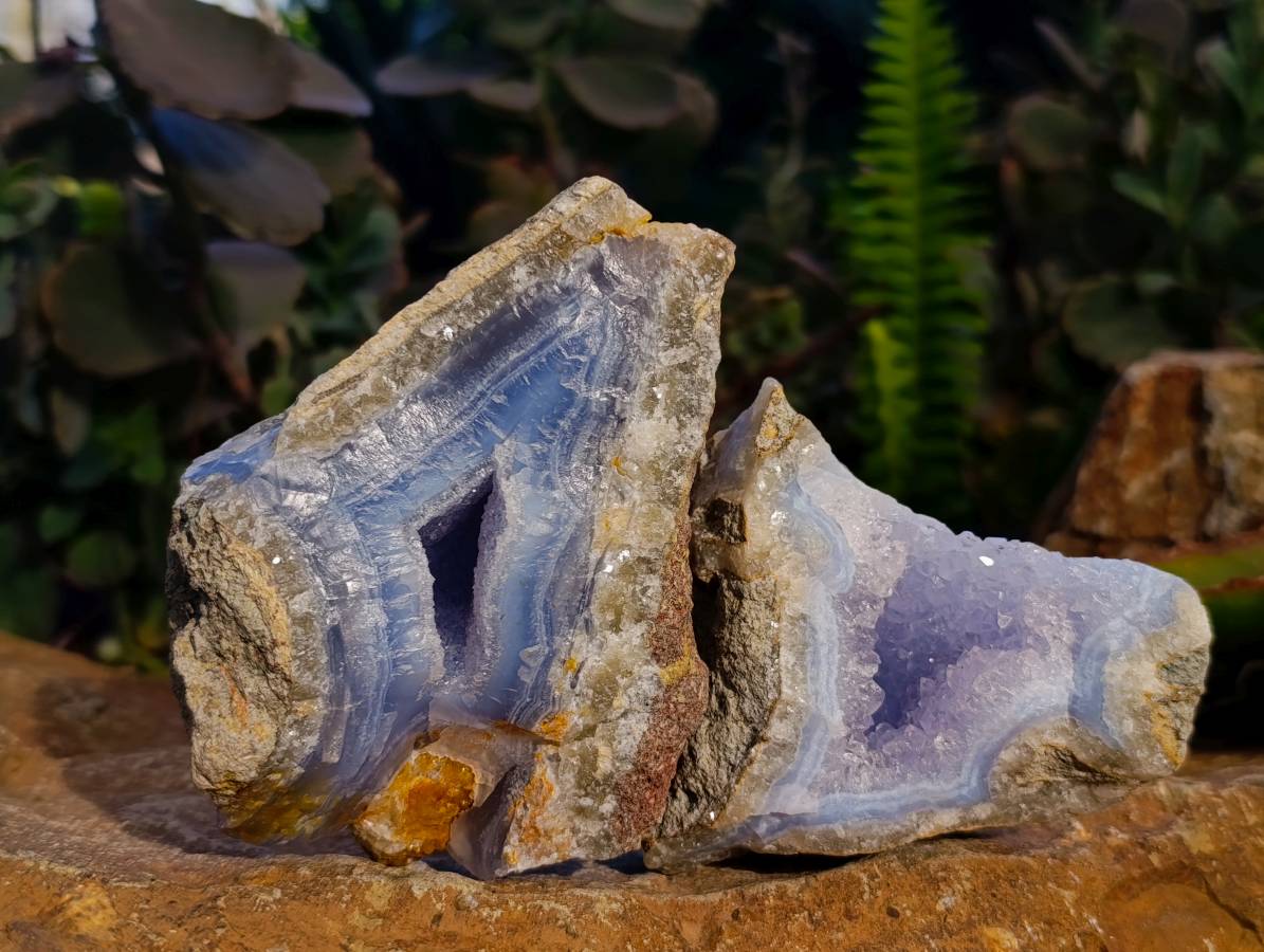 Natural Blue Lace Agate Geode Specimens x 6 From Malawi - Toprock Gemstones and Minerals 