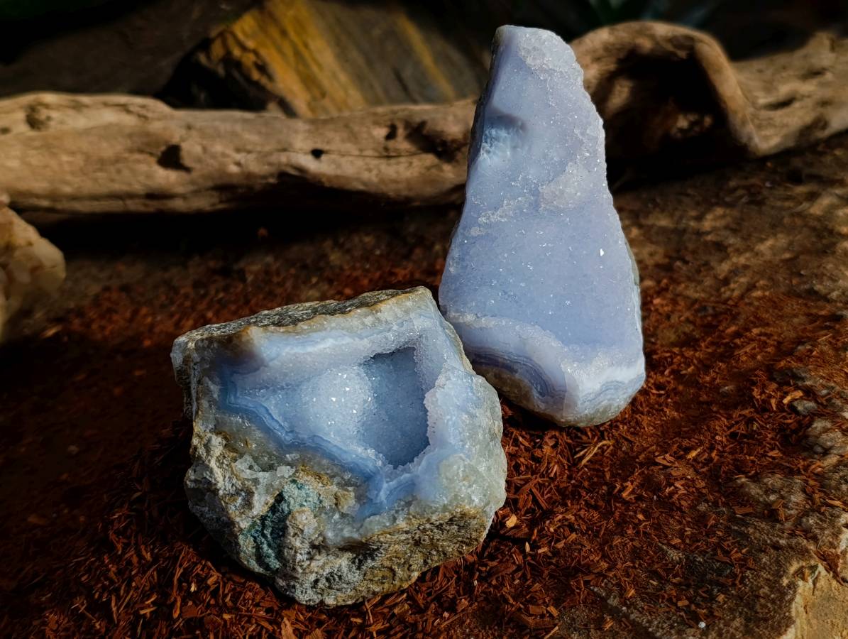 Natural Blue Lace Agate Geode Specimens x 6 From Malawi - Toprock Gemstones and Minerals 