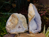 Natural Blue Lace Agate Geode Specimens x 6 From Malawi
